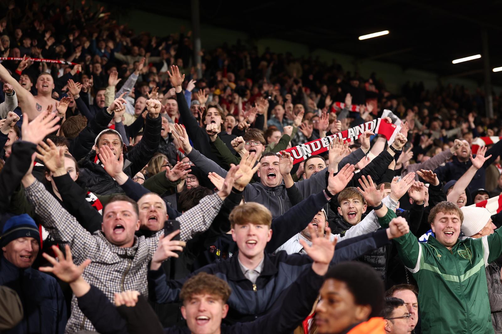 Sunderland fans during the Premier League match between Leeds United and Sunderland at Elland Road, Leeds, UK on 3 March 2026.